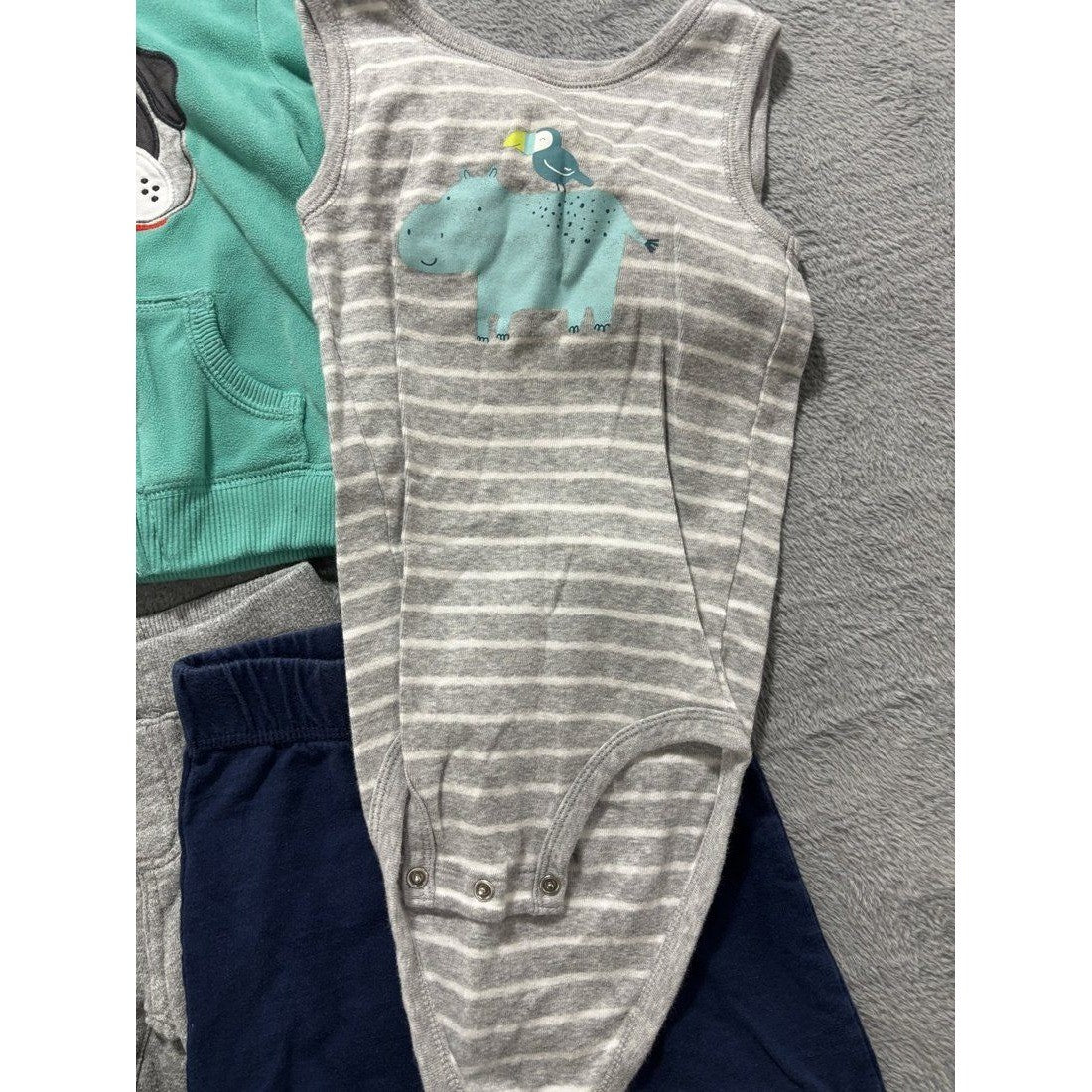 Carter's Baby Boy Teal Hoodie Outfit Lot 5 Pcs 24M, photo 2 of 12