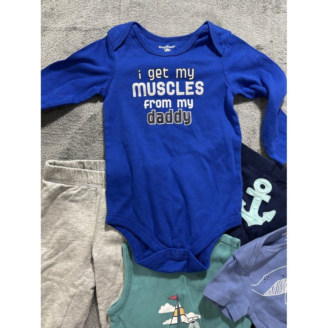 Baby Boy Blue Bodysuits & Pants Lot 5 Pieces 24M, photo 2 of 11