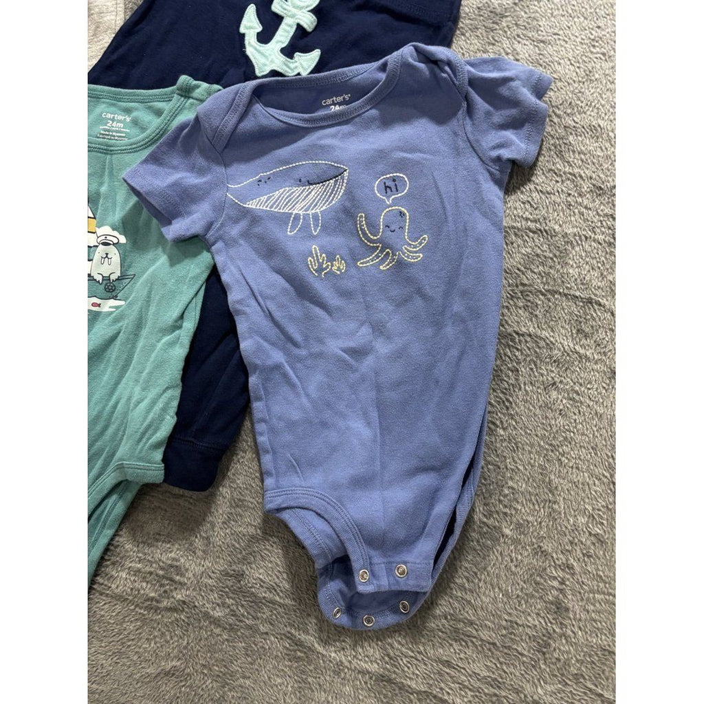Baby Boy Blue Bodysuits & Pants Lot 5 Pieces 24M, photo 4 of 11