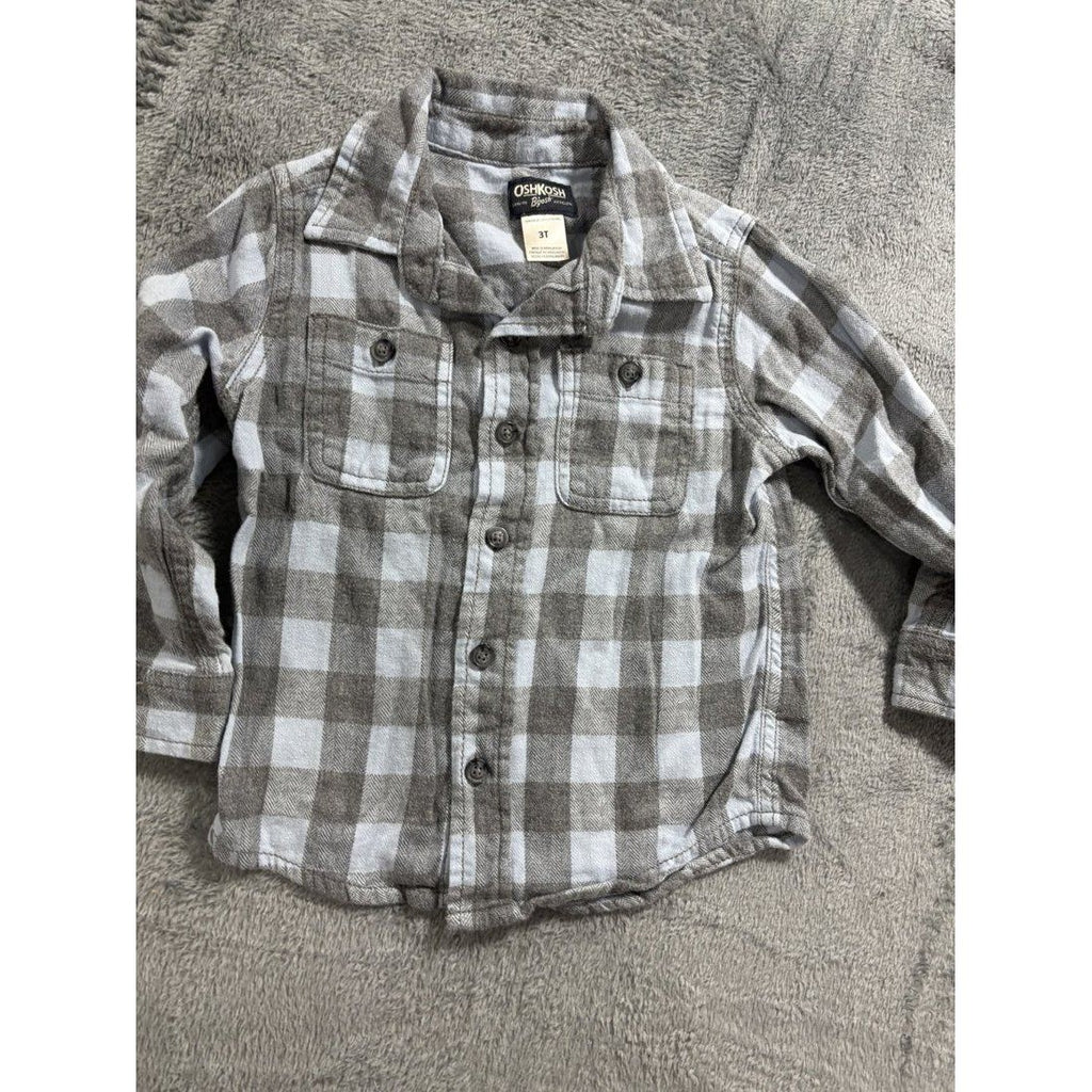 OshKosh B'gosh Toddler Boy Plaid Shirts Lot 5 Pcs 3T, photo 12 of 13
