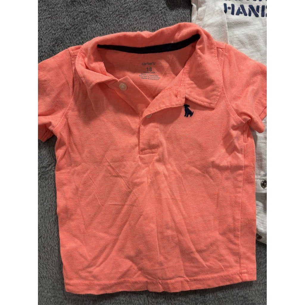 Carter's Baby Boy Coral Polo & Plaid Lot 5 Pcs 18M, photo 2 of 12