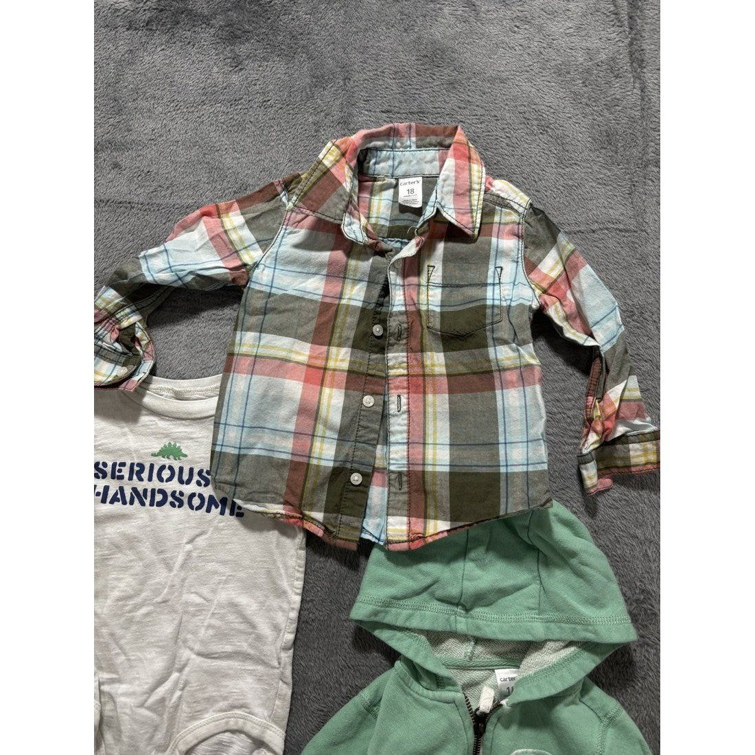 Carter's Baby Boy Coral Polo & Plaid Lot 5 Pcs 18M, photo 6 of 12