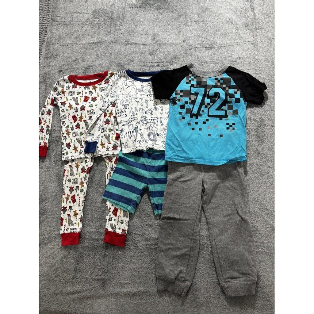 Toddler Boy Christmas Pajamas & Tee Lot 6 Pcs 4T