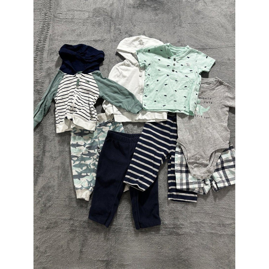Carter's Baby Boy Dino Hoodies & Pants Lot 8 Pcs 9M