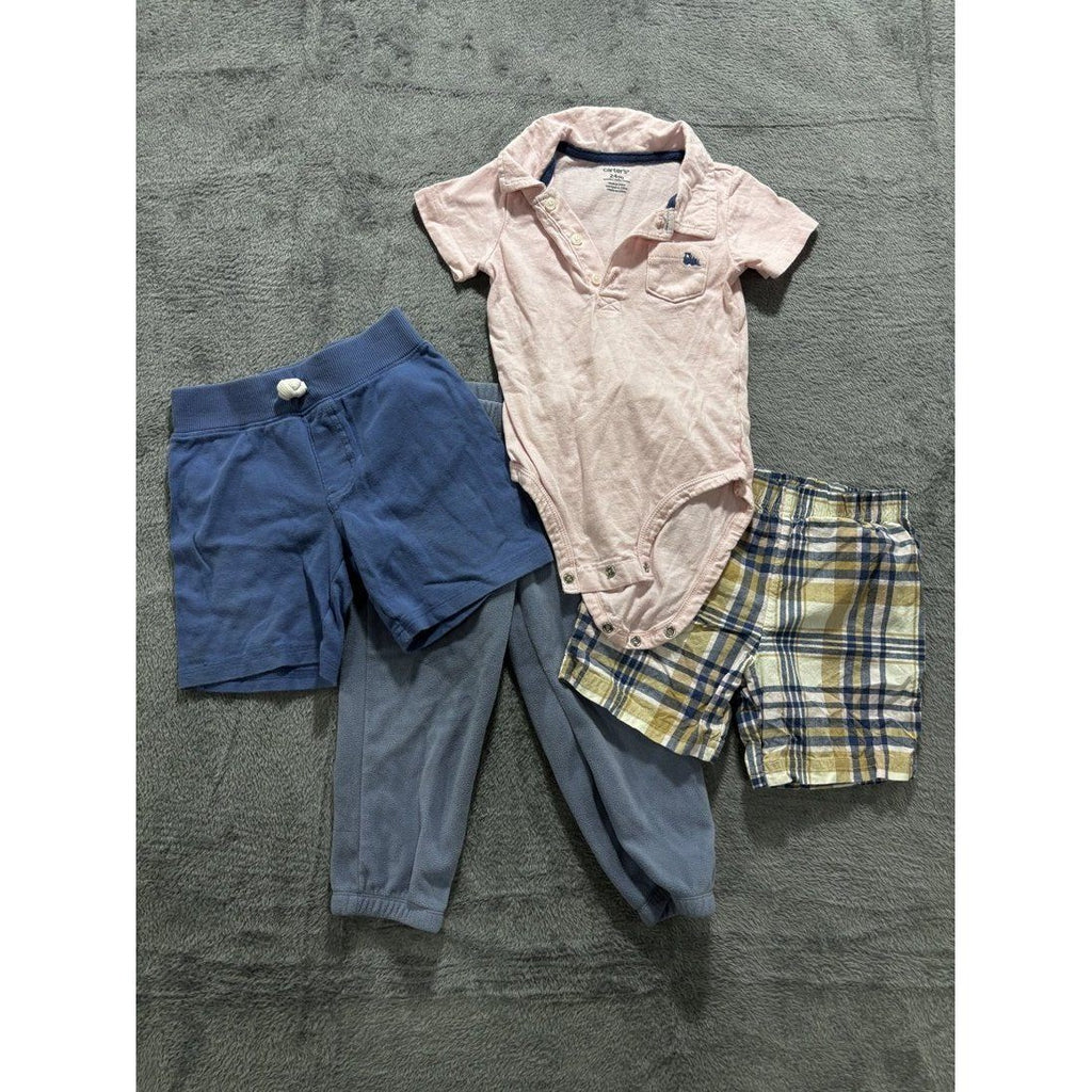 Carter's Baby Pink Polo & Shorts Lot 4 Pieces 24M