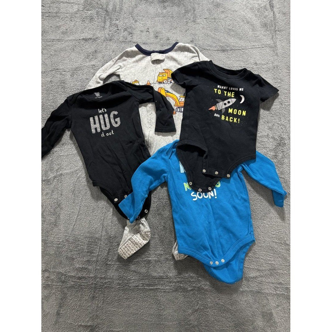 Baby Boy Bodysuits & Truck Sleeper Lot 4 Pcs 18M