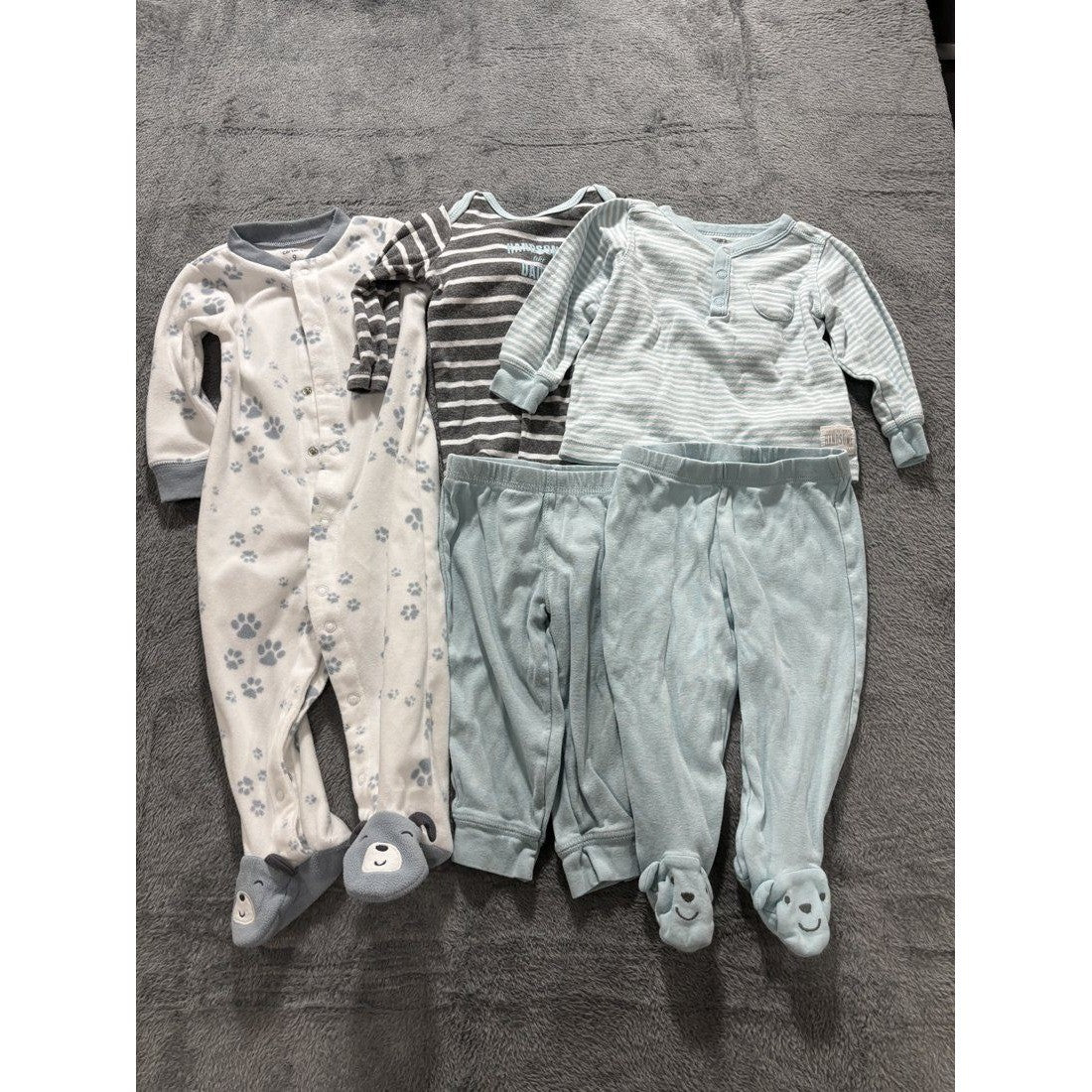 Carter's Baby Boy Blue Sleeper & Pants Lot 5 Pcs 9M