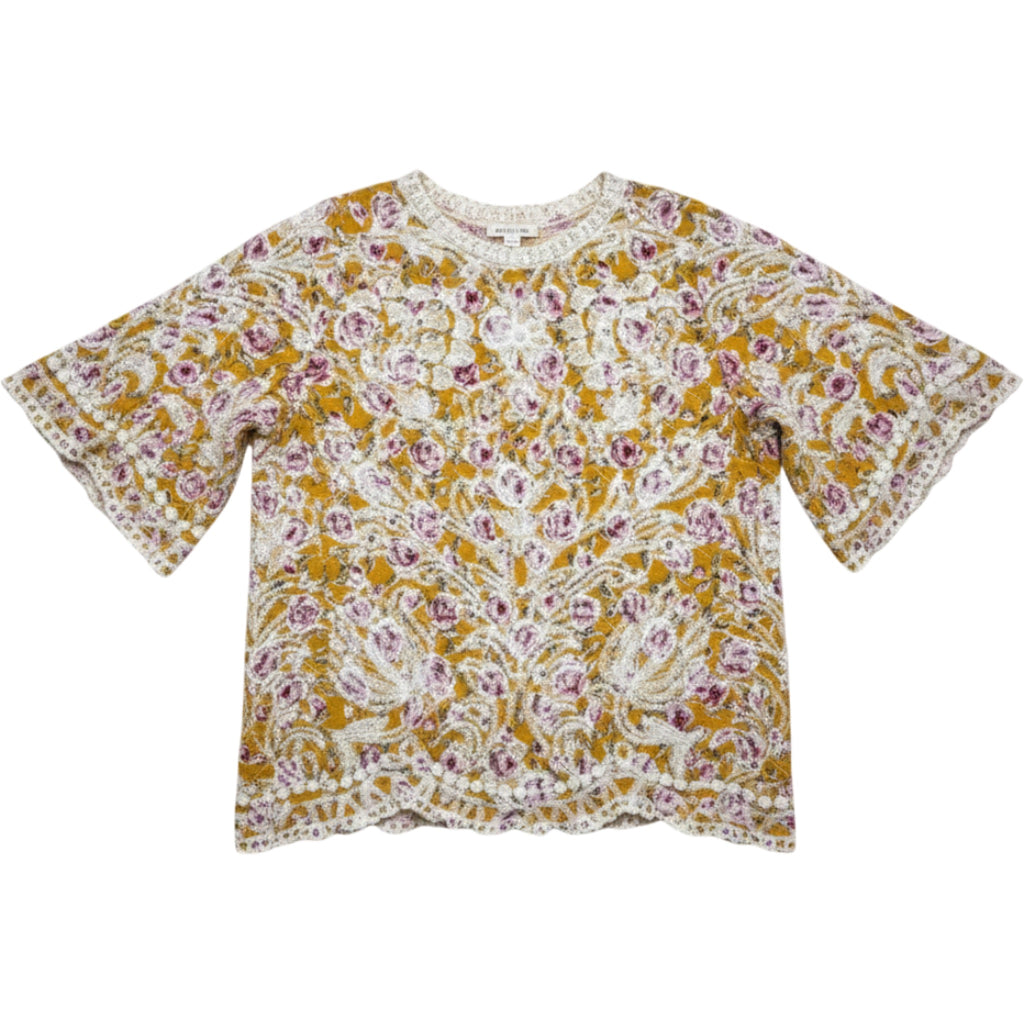 Solitaire Floral Lace Textured Blouse Top Women's Medium Cottagecore Boho