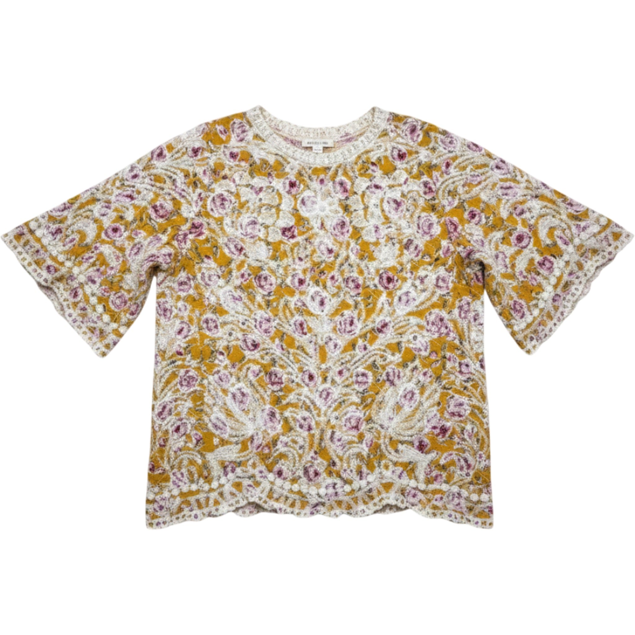 Solitaire Floral Lace Textured Blouse Top Women's Medium Cottagecore Boho