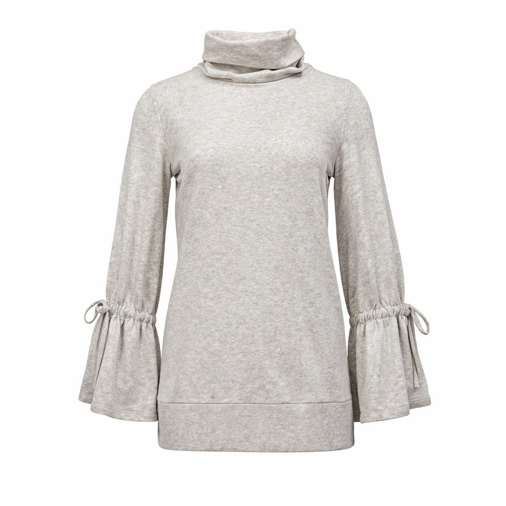 Express One Eleven Womens Small Petite Oatmeal Turtleneck Bell Sleeve Tunic Top