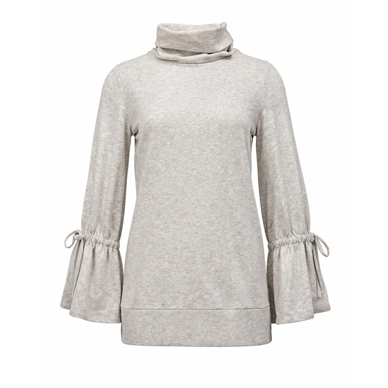 Express One Eleven Womens Small Petite Oatmeal Turtleneck Bell Sleeve Tunic Top