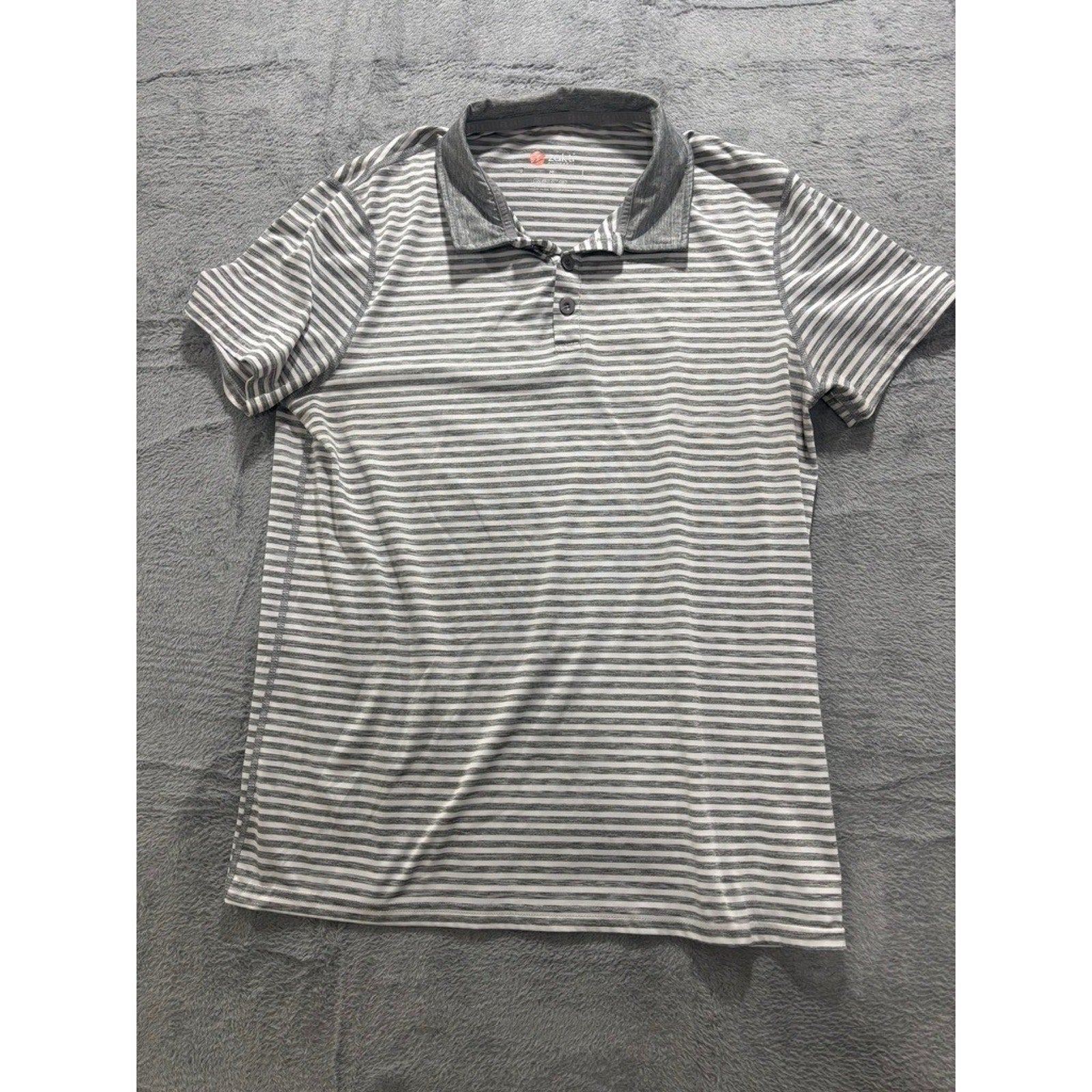 ZeroXposur Polo Shirt Women M Gray Striped Athletic Golf Stretch Lightweight