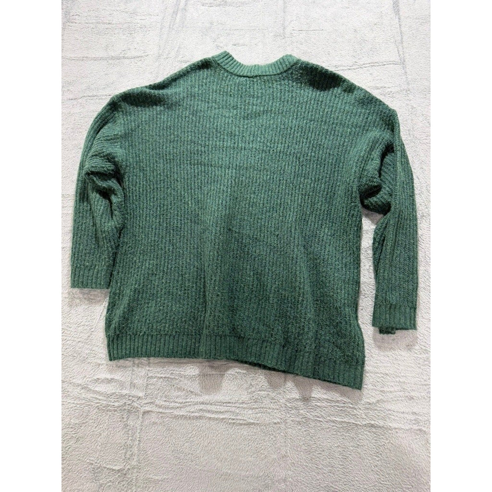 American Eagle Womens Forest Green Ribbed Crewneck Relaxed Fit Sweater Size M