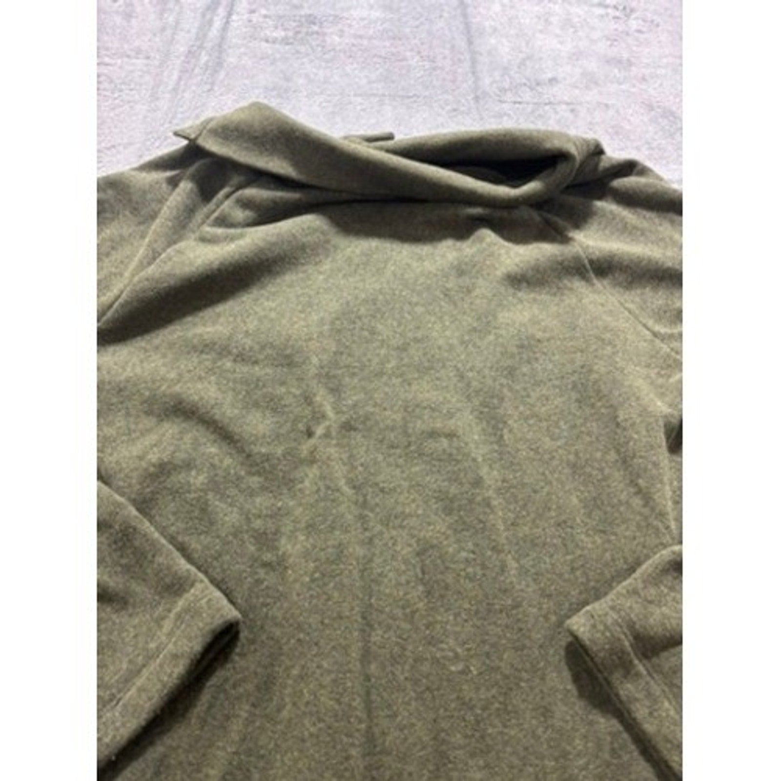 J.Crew Womens Olive Green Fleece Asymmetrical Button Funnel Neck Pullover XL