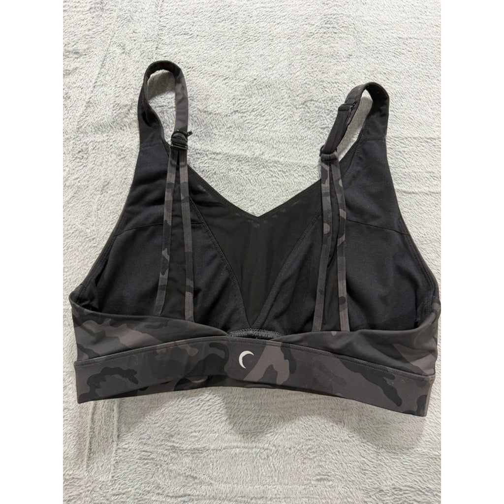 Zyia Active XXL Black Camo Mesh High Impact Sports Bra V-Neck Adjustable Strap