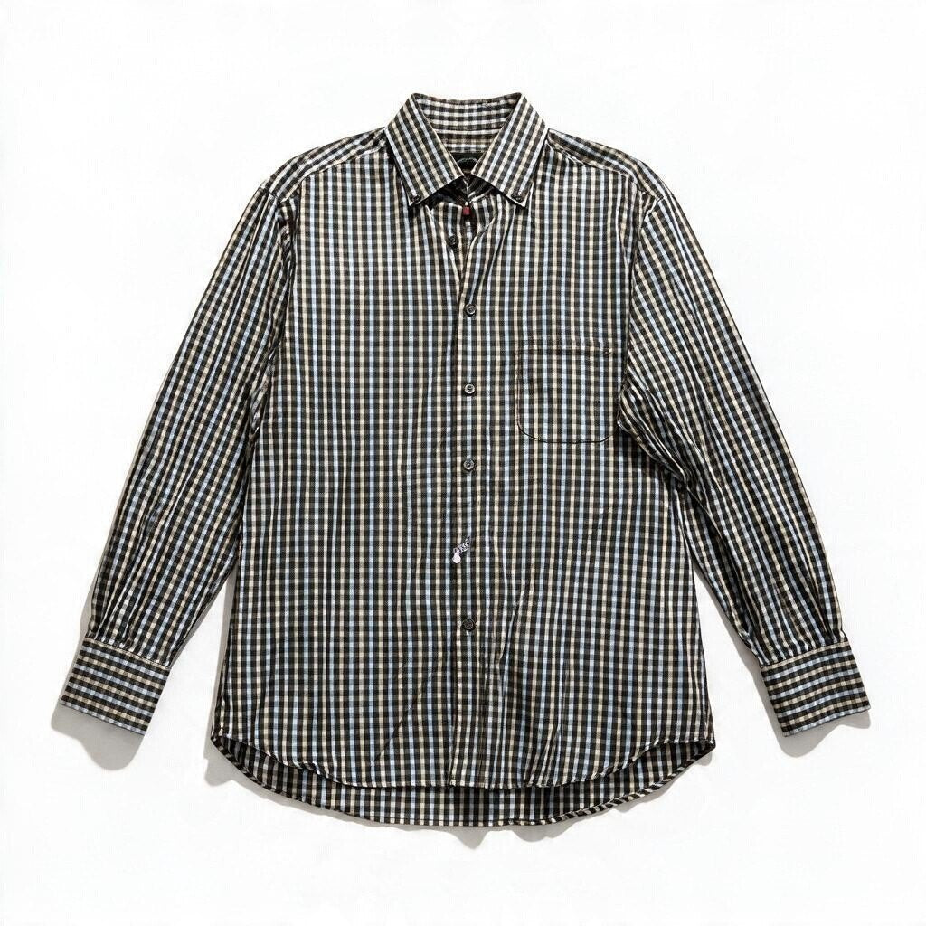 Ermenegildo Zegna Men's Brown Check Shirt Size XL
