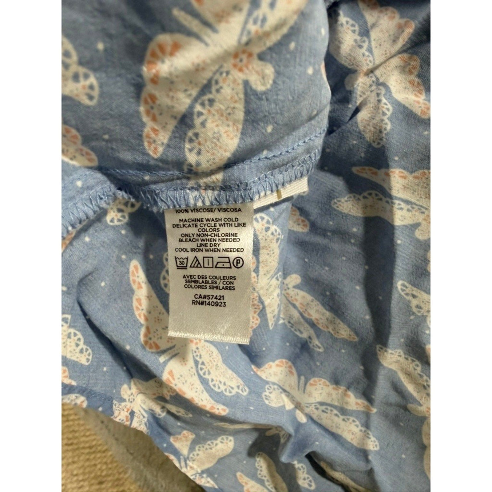 LOFT Dress Womens 12 Blue Dragonfly Print Cap Sleeve Fit Flare Midi