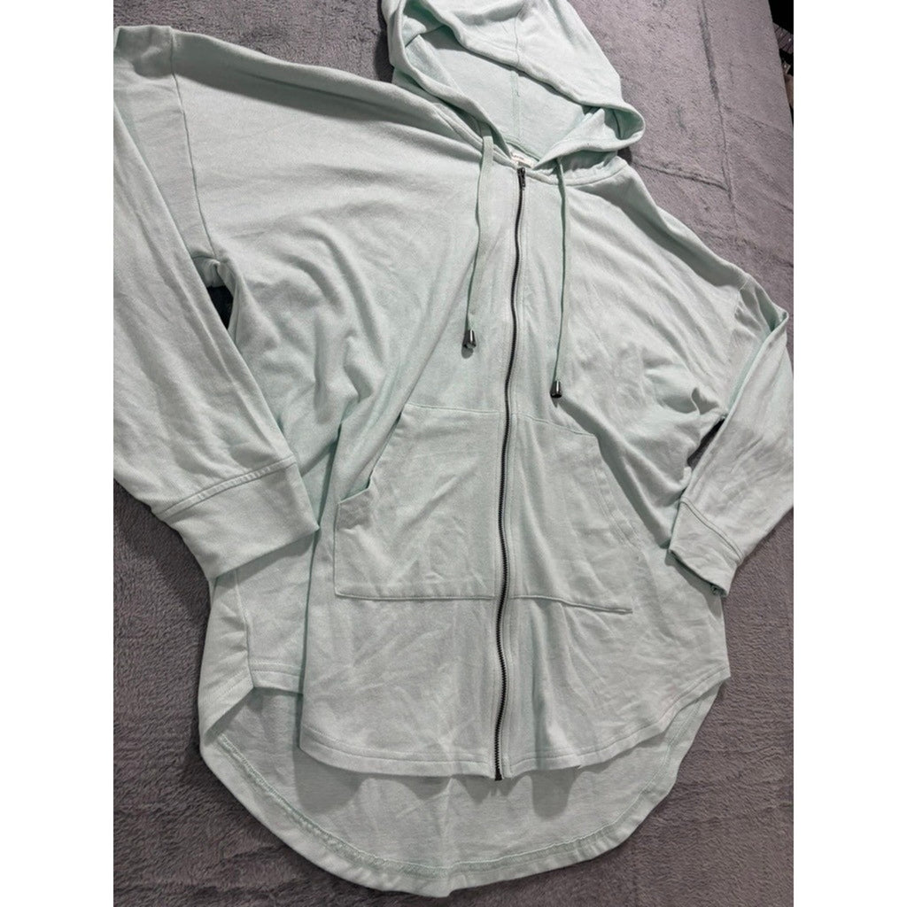 Maurices Women XXL Mint Green Full Zip Hoodie Relax Fit High Low Hem Sweatshirt