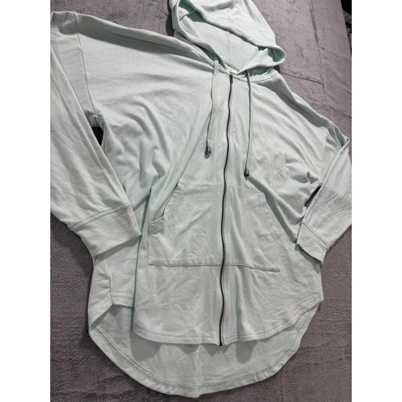 Maurices Women XXL Mint Green Full Zip Hoodie Relax Fit High Low Hem Sweatshirt