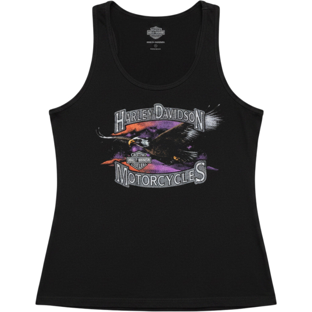Harley-Davidson Women's Black Graphic Tank Top L Biker Motorcycle Logo