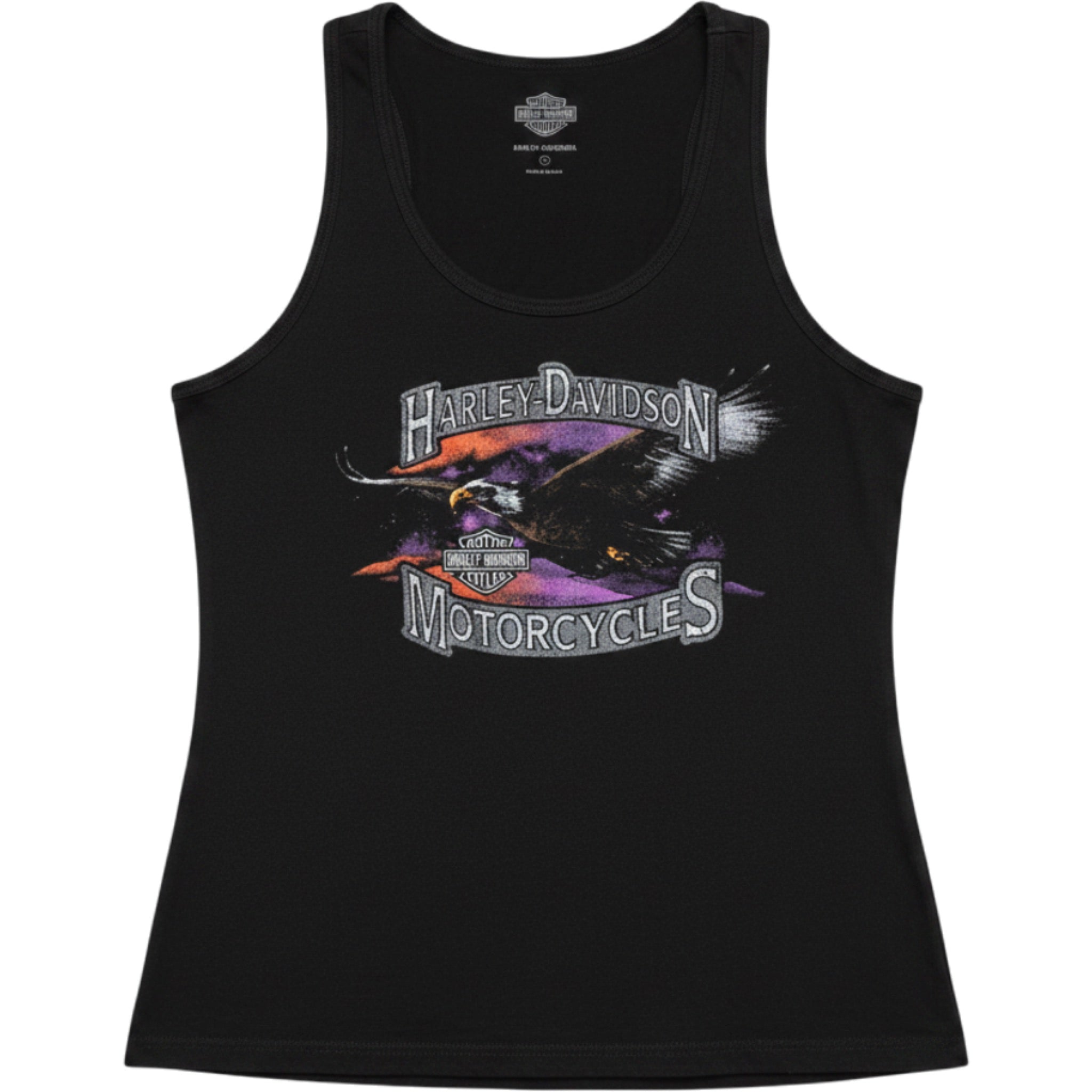 Harley-Davidson Women's Black Graphic Tank Top L Biker Motorcycle Logo