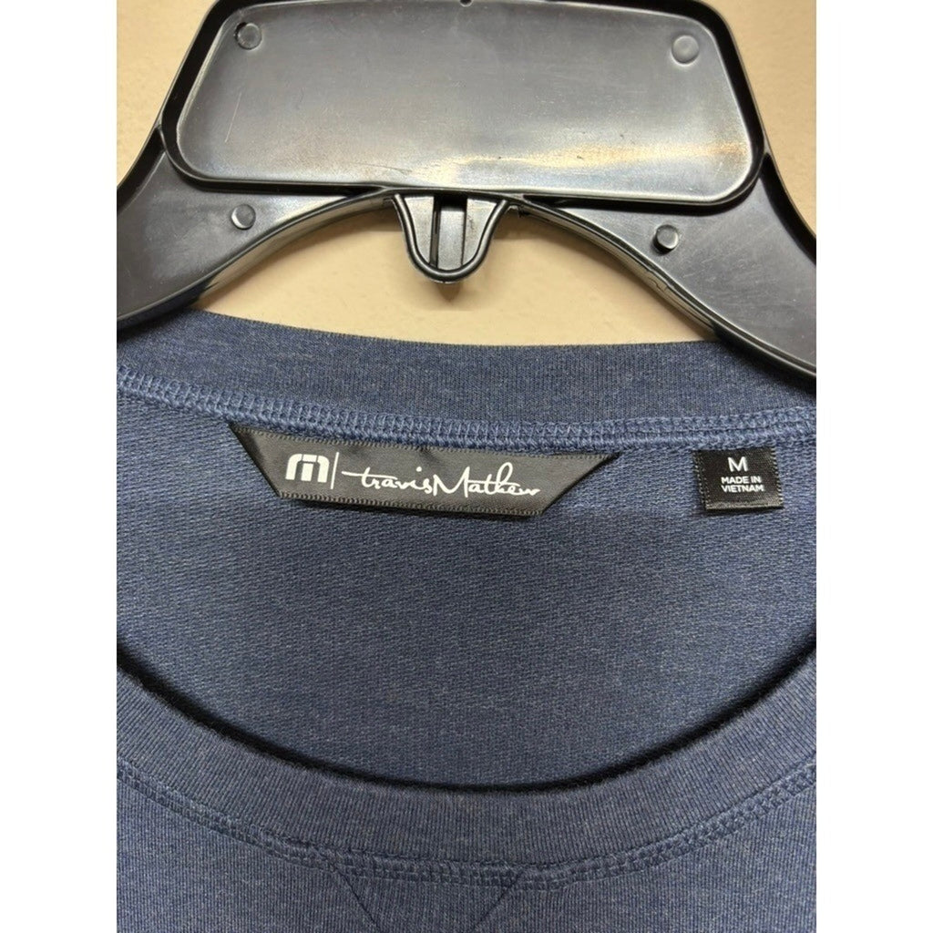 TravisMathew Men's Blue Pullover Sweatshirt Athleisure Crewneck Lounge Gym M