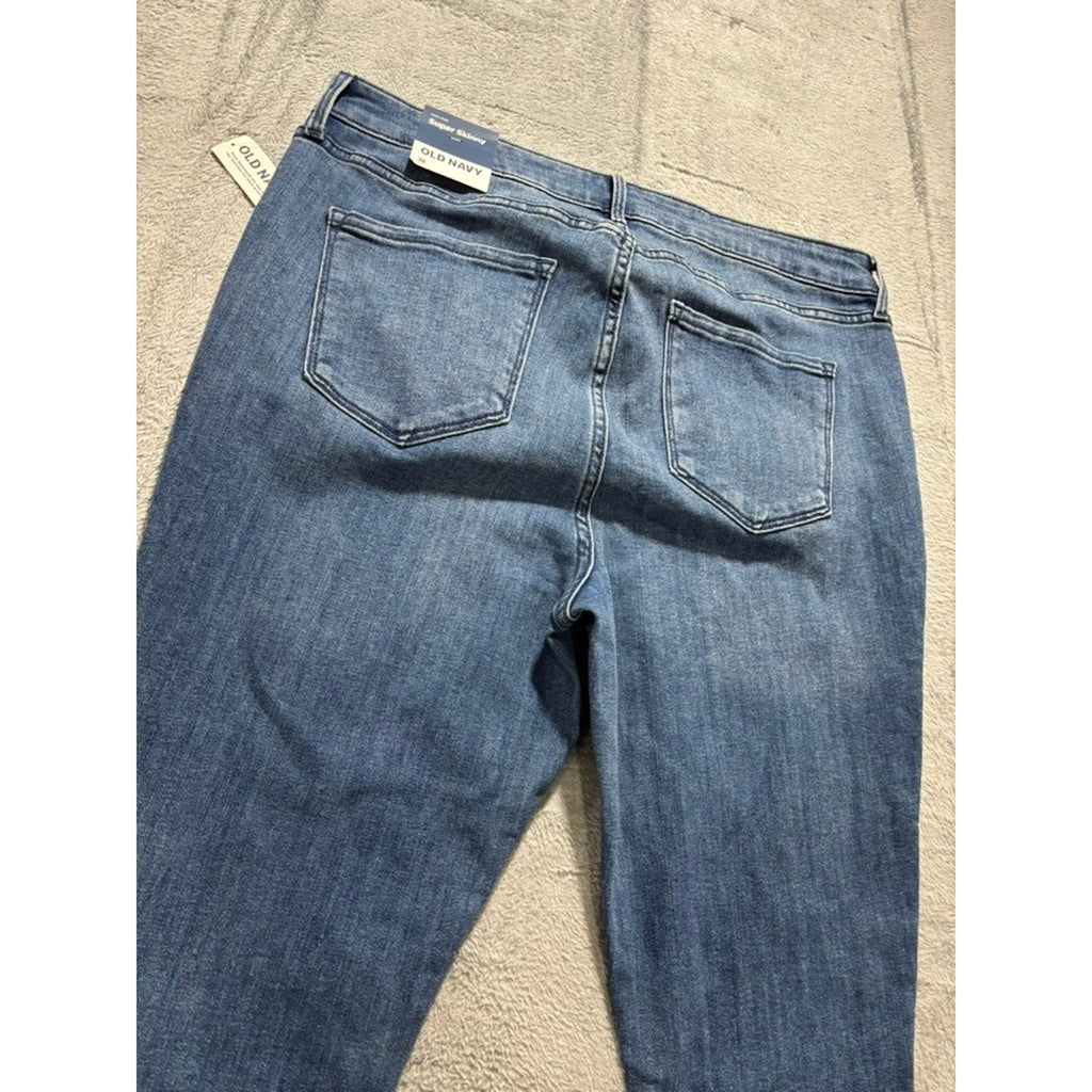 NWT Old Navy Jeans Women 16 High Rise Super Skinny Blue Denim Stretch Y2K Casual