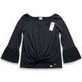 Abercrombie Kids 15/16 Black Womens Front Tie Top Bell Sleeve Boho Casual NEW