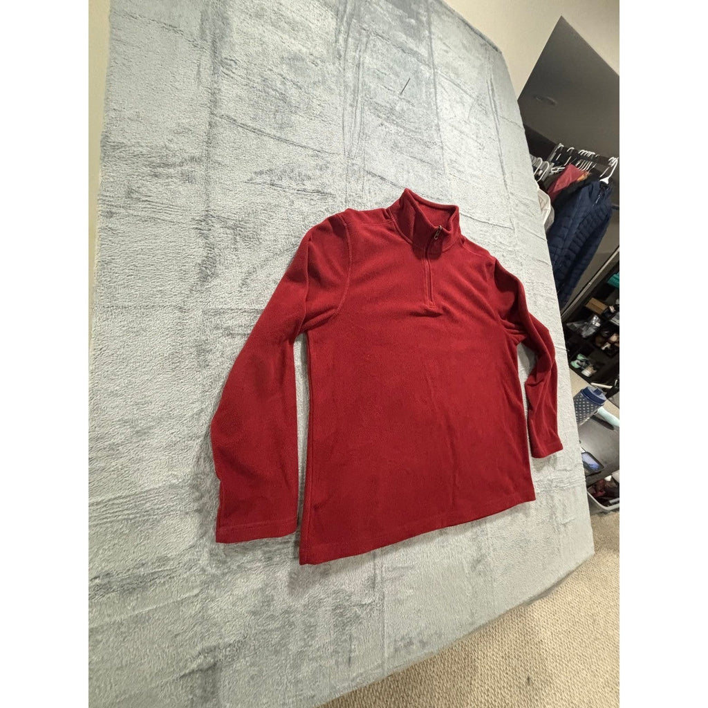 G.H. Bass & Co Womens L Red 1/4 Zip Fleece Pullover Sweater Cozy Casual