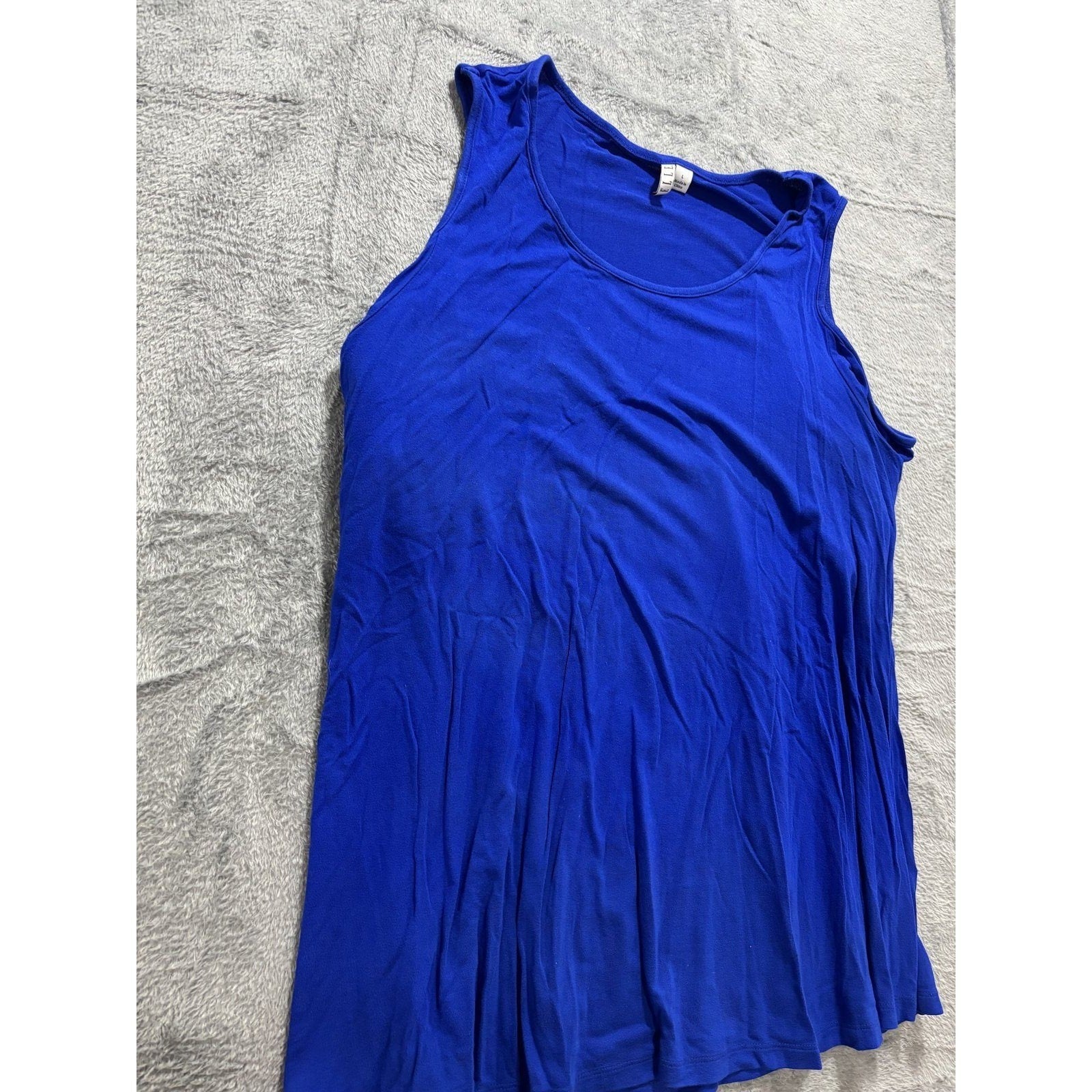 ELLE Womens L Blue Tank Top Sleeveless Casual Minimalist Athleisure Shirt