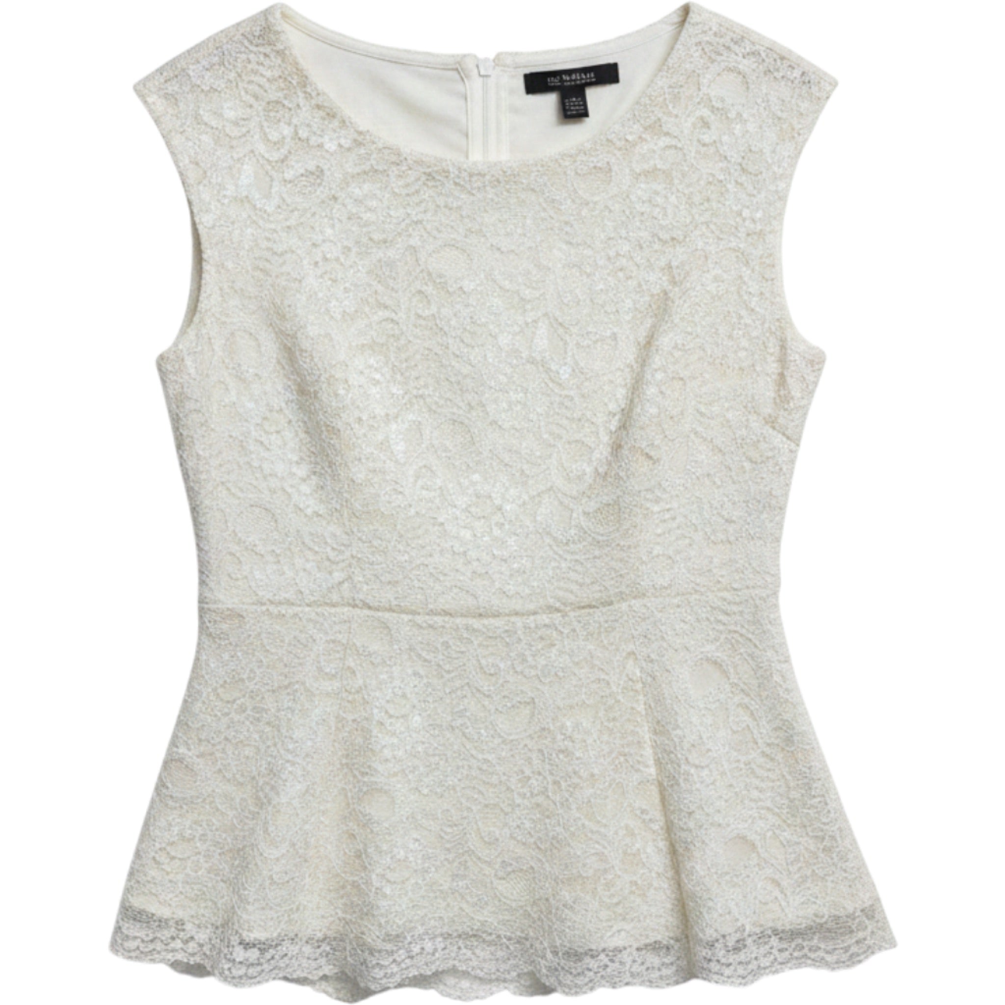 Love21 Ivory Lace Peplum Top Womens Medium Romantic Cottagecore Sleeveless Chic