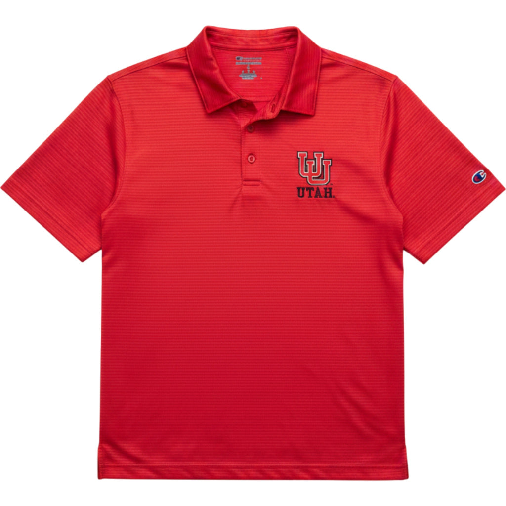 Champion Utah Utes Polo Shirt Red Striped Athletic NCAA College Mens Small