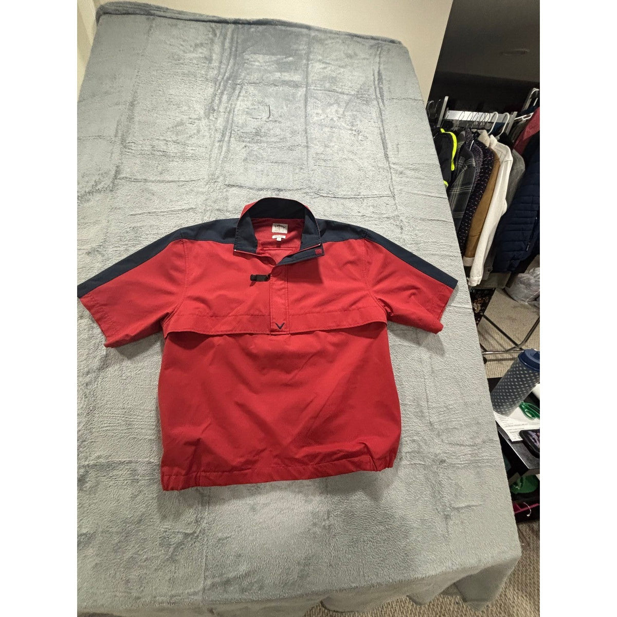 Callaway Golf Mens L Red Short Sleeve Windbreaker Pullover Jacket Athleisure