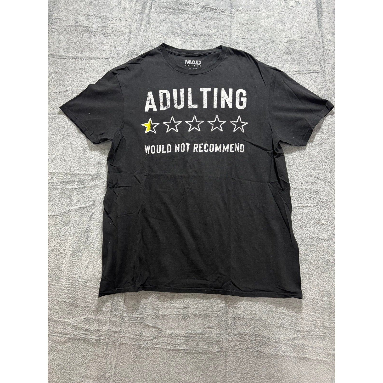 Mad Engine L Black Adulting Would Not Recommend Graphic Tee Unisex Casual