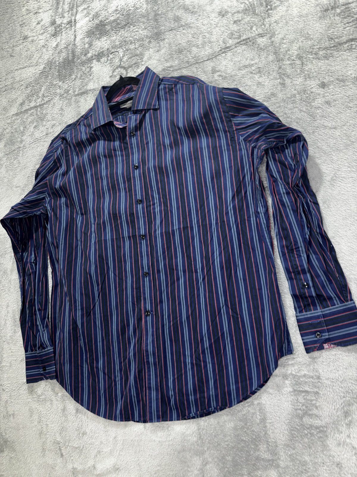 Johnston & Murphy Men's Navy Stripe Shirt Size XL, photo 2 of 9