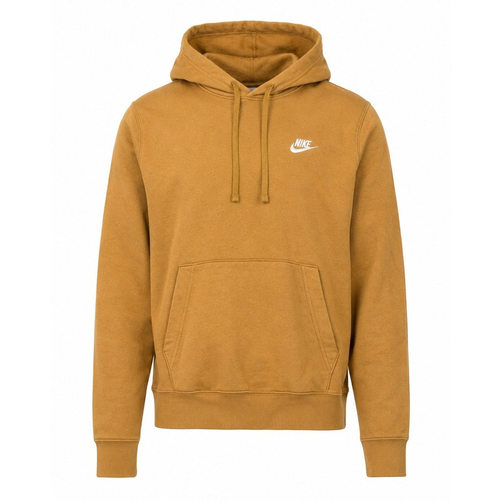 Nike Sportswear Club Fleece Hoodie Mens Small Mustard Yellow Streetwear Casual
