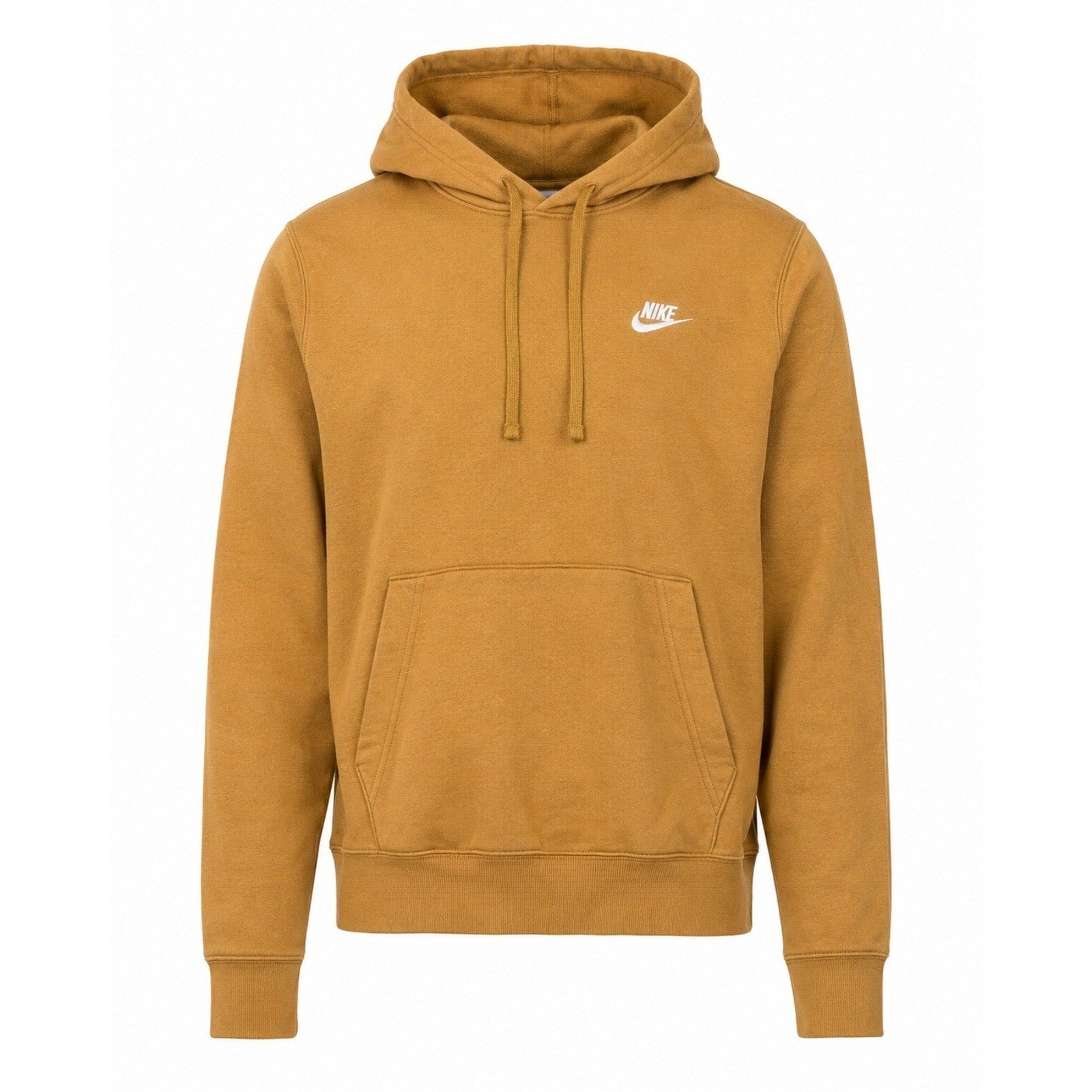 Nike Sportswear Club Fleece Hoodie Mens Small Mustard Yellow Streetwear Casual
