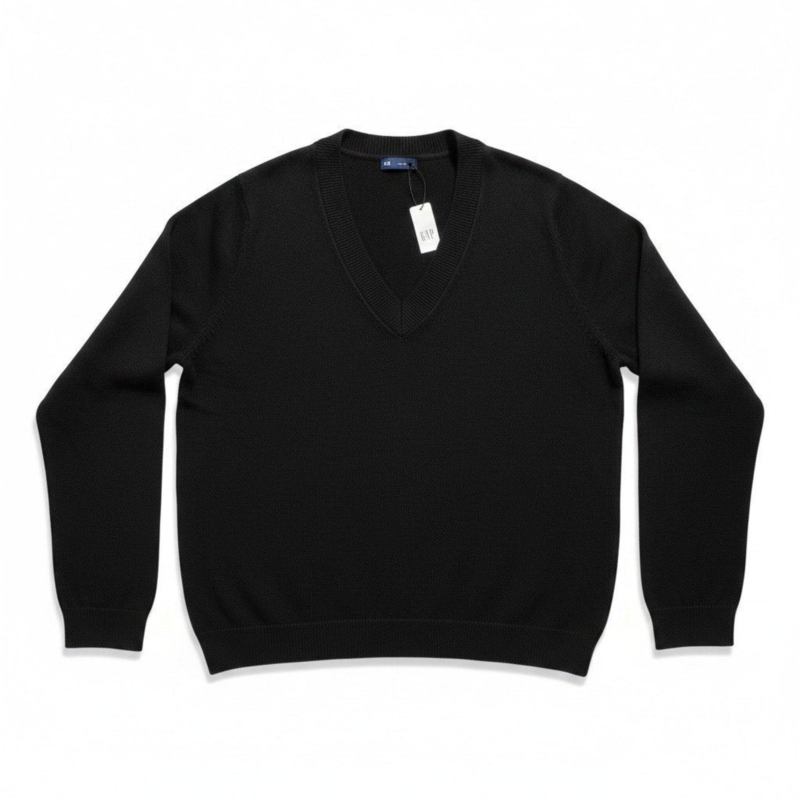 GAP Womens L Black V-Neck Sweater NWT Cotton Blend Classic Preppy Office Layer