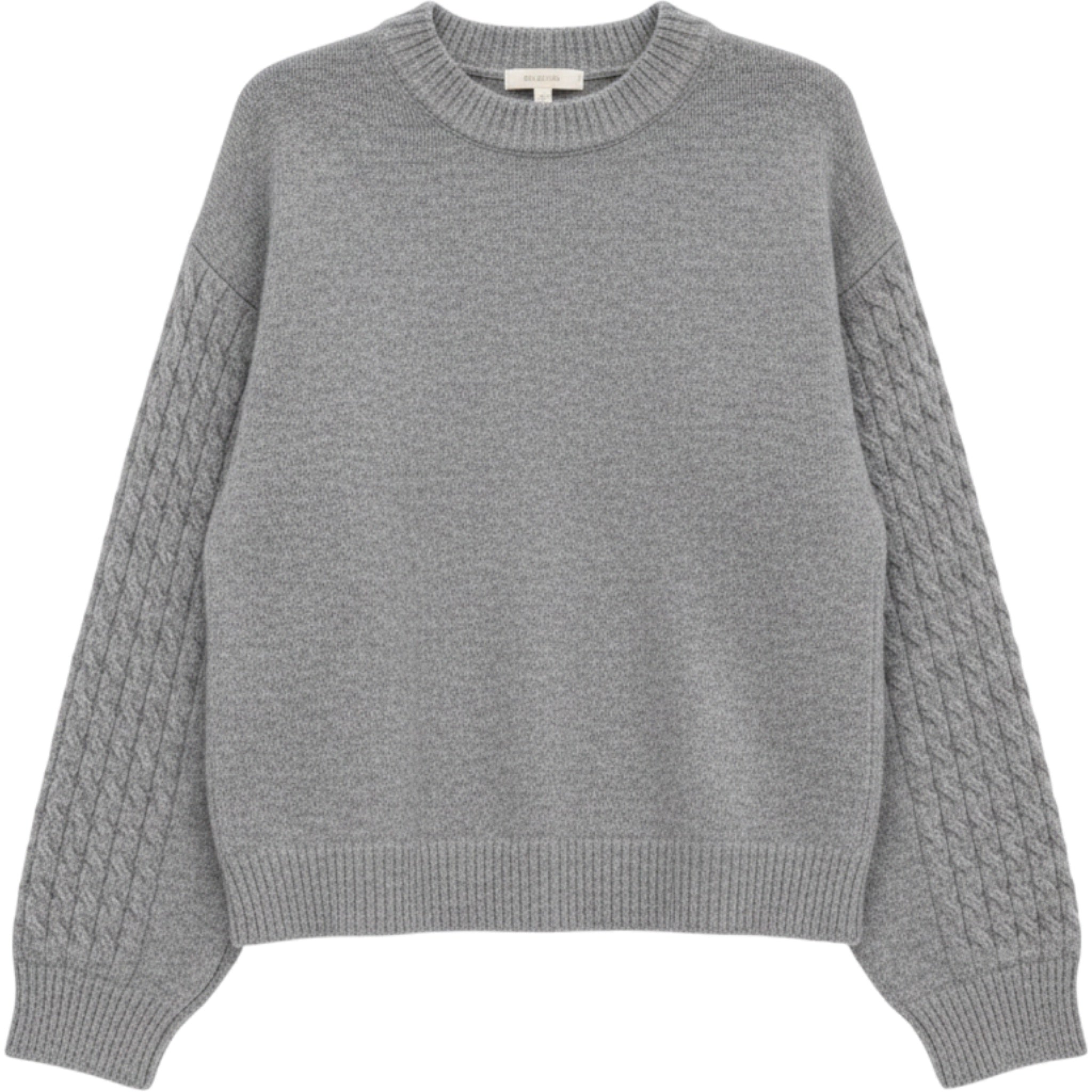 Cobble Lane Gray Cable Knit Sleeve Wool Sweater Women Medium Soft Cozy Pullover