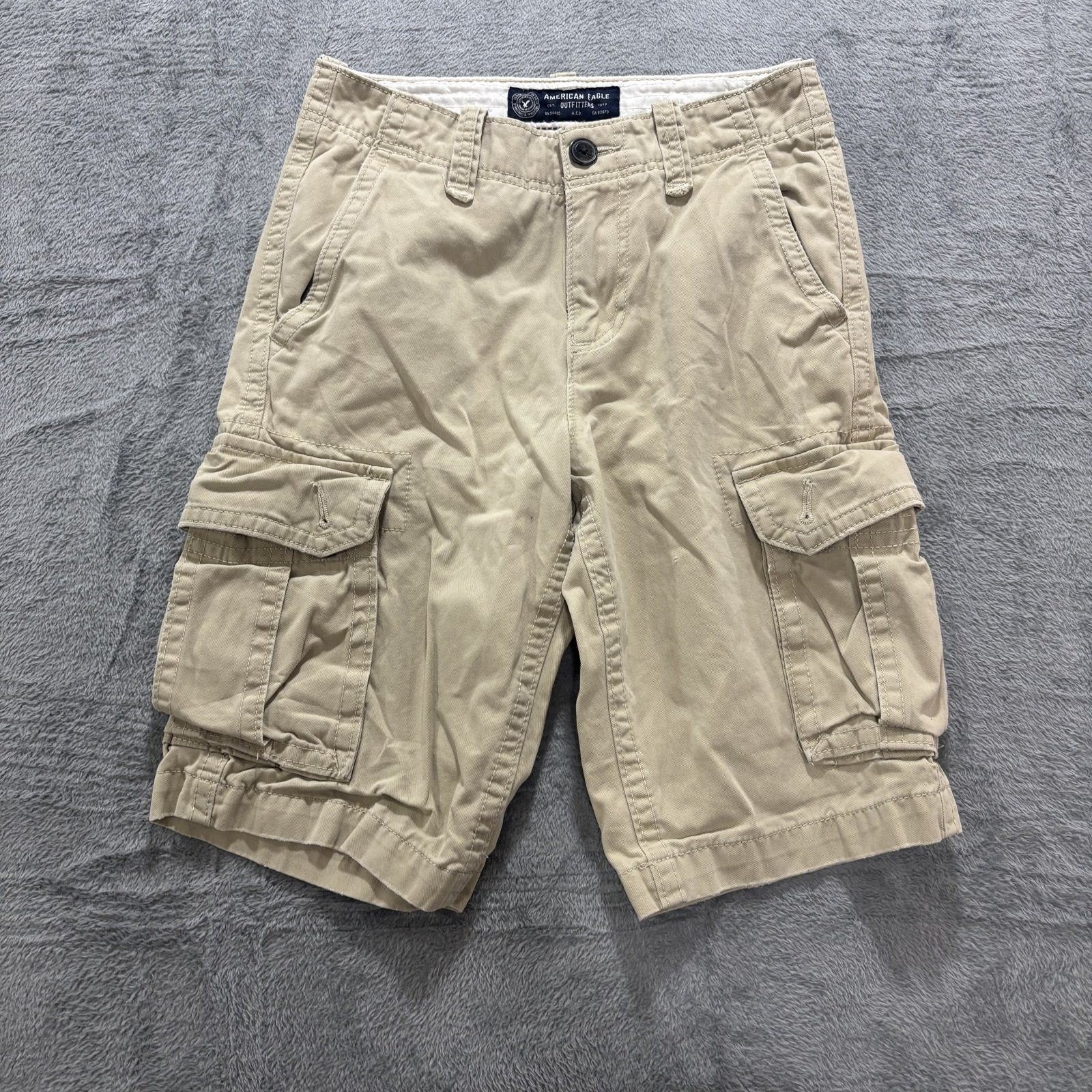 American Eagle 26 Khaki Tan Cargo Shorts Mens Casual Summer Utility Streetwear