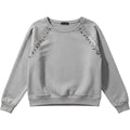 mark Women XL Gray Studded Sweatshirt Long Sleeve Scoop Neck Casual Pullover Top