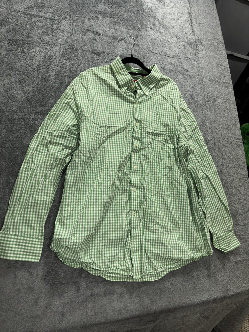 IZOD Men's Green White Gingham Check Shirt Size XL, photo 3 of 9