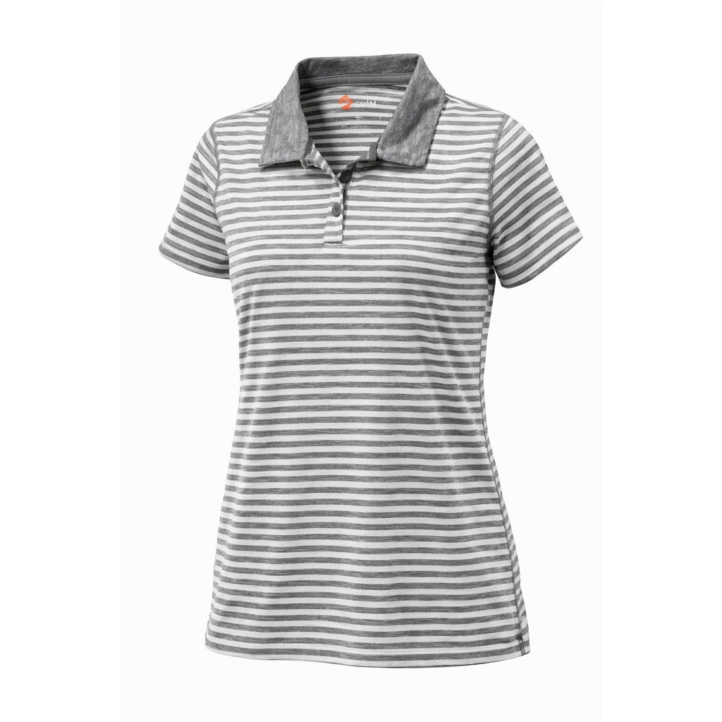 ZeroXposur Polo Shirt Women M Gray Striped Athletic Golf Stretch Lightweight