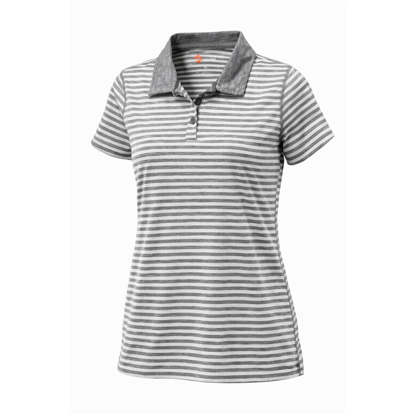ZeroXposur Polo Shirt Women M Gray Striped Athletic Golf Stretch Lightweight
