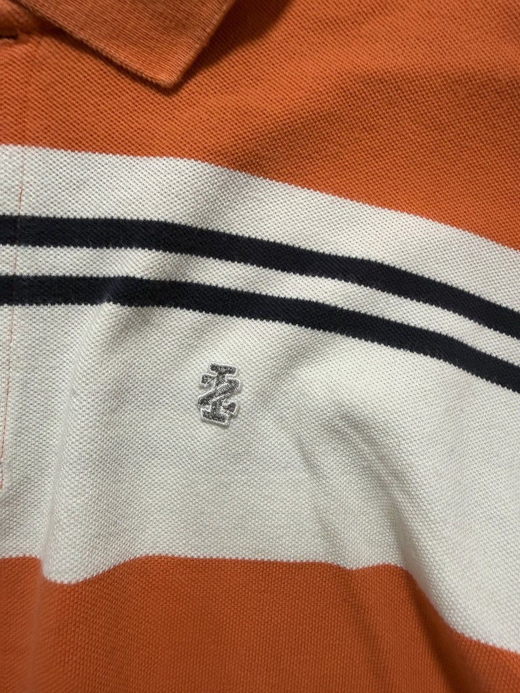 IZOD Mens XXL Orange White Striped Short Sleeve Polo Shirt Preppy