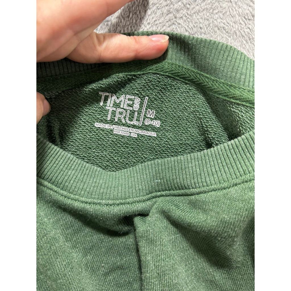 Time and Tru Womens M Green Crewneck Sweatshirt Casual Cozy Pullover