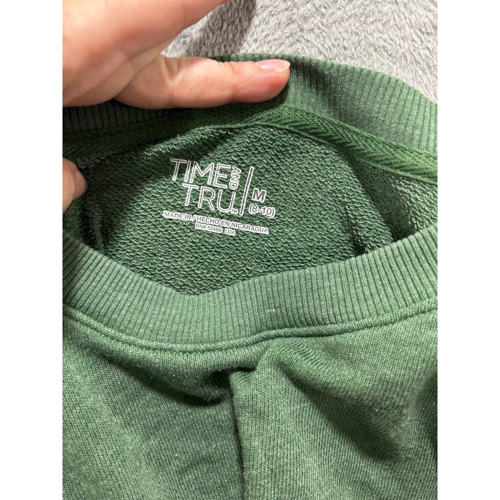 Time and Tru Womens M Green Crewneck Sweatshirt Casual Cozy Pullover