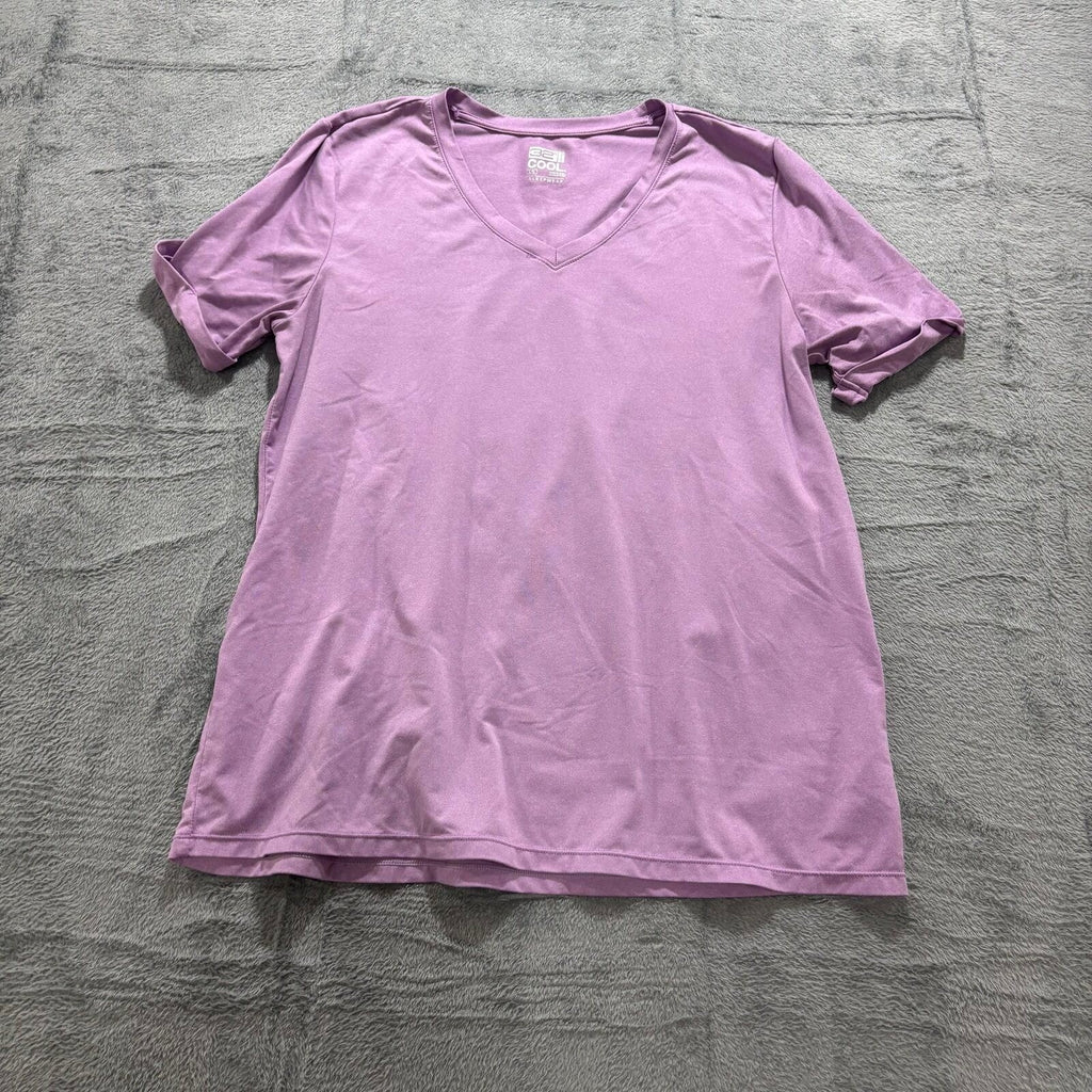 32 Degrees Womens L Purple V-Neck Short Sleeve Sleep Shirt Casual Athleisure