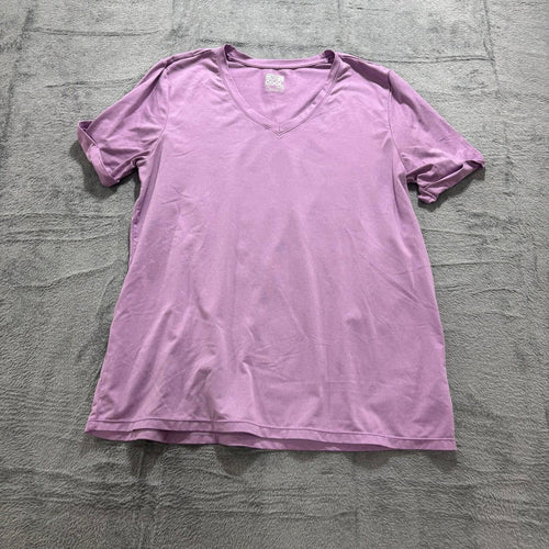 32 Degrees Womens L Purple V-Neck Short Sleeve Sleep Shirt Casual Athleisure