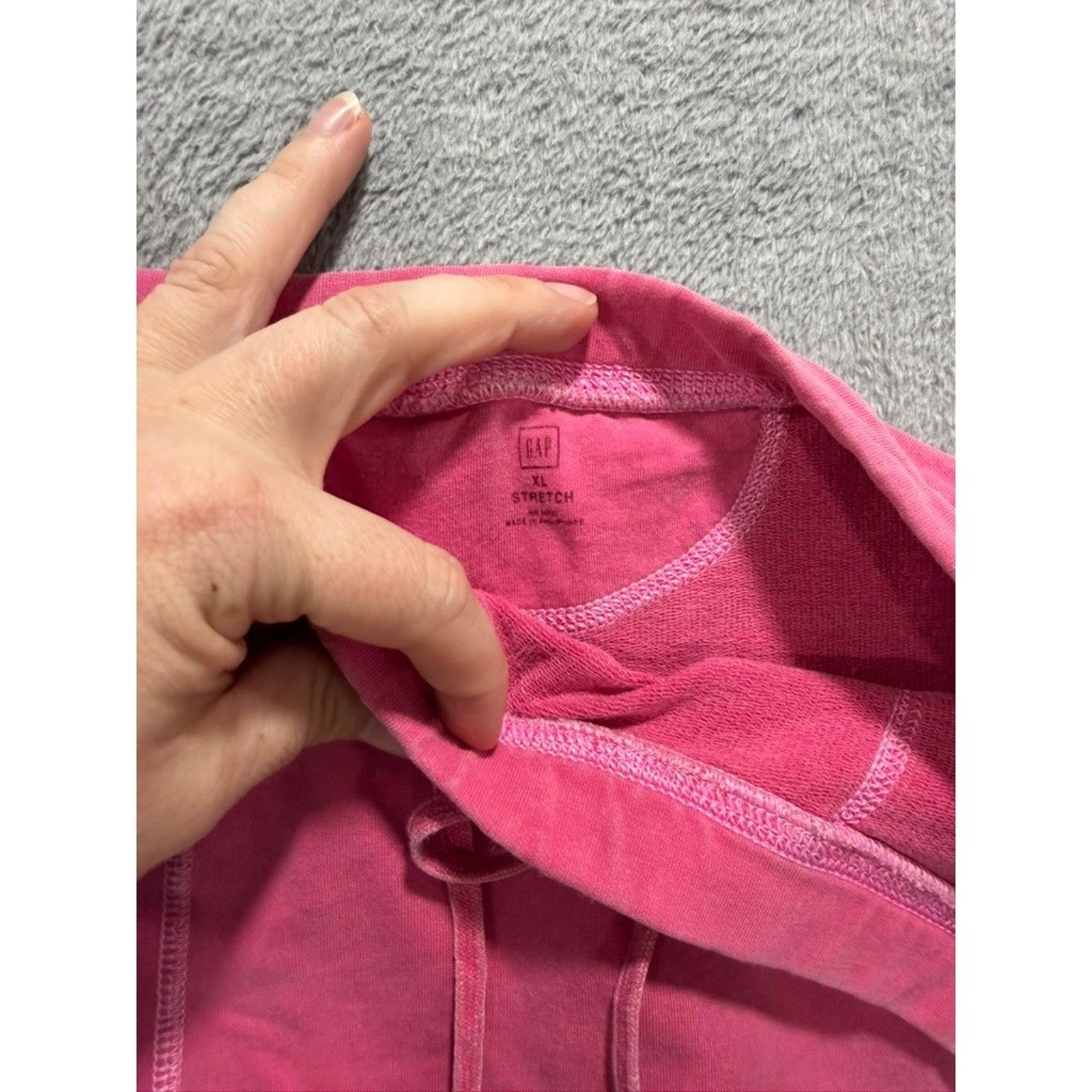 Gap Womens XL Pink Cotton Stretch Drawstring Mini Skirt w Pockets French Terry